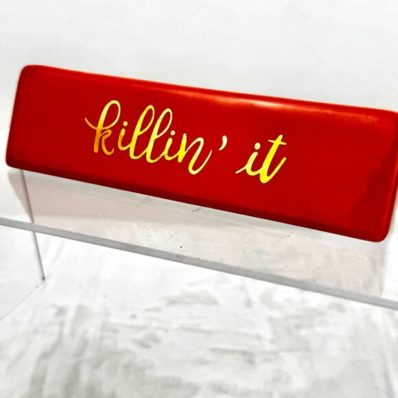 Ashland 7" Wedge Ceramic Tabletop Decor Sign The Boss/ killin' it Orange Gold - Picture 2 of 12